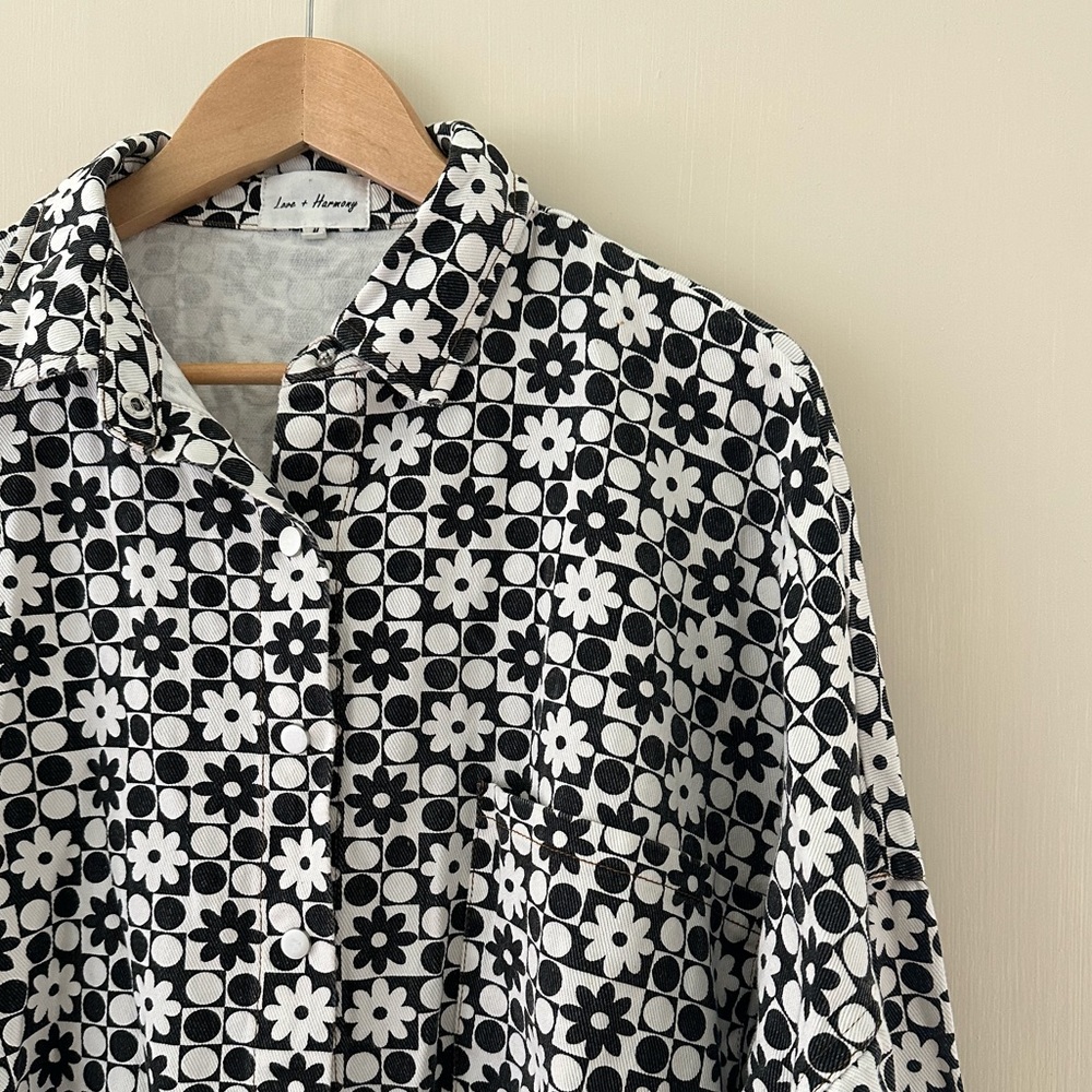 floral checkered snap button up shirt